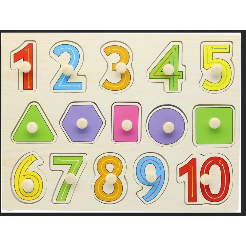 Wooden Jigsaw Peg Puzzle Board Toy Number Educational and Learning Puzzles Toy