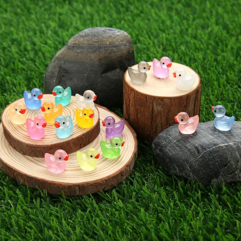 240pcs Luminous Mini Resin Ducks, Tiny Duck Bulk Glow in The Dark Small Plastic Miniature Ducks Figures