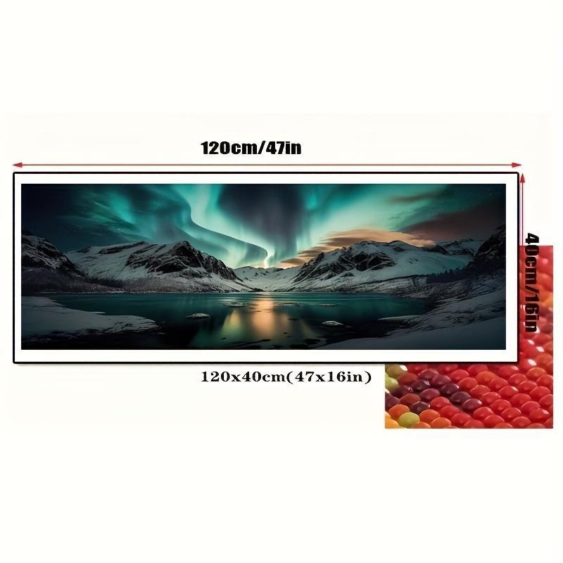 Snow Mountain Aurora Lake Landscape Pattern DIY Diamond Arts Colorful Painting Kit without Frame, 1 Count DIY 5D Diamond Arts Painting Kit