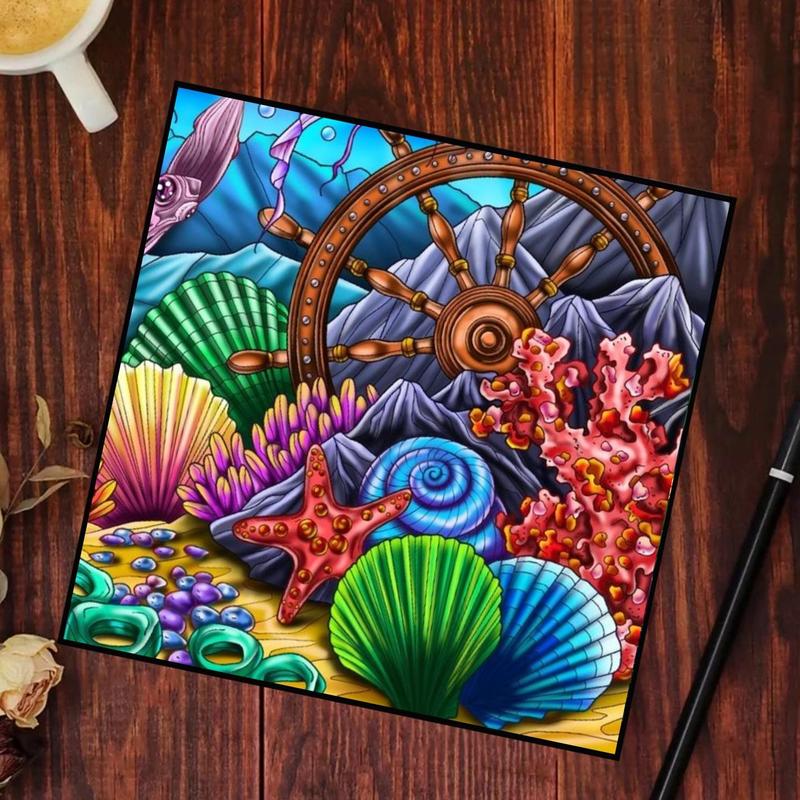 Sea Shell Pattern DIY Diamond Arts Colorful Painting Kit without Frame, 1 Count DIY Decorative Art Picture for Beginner, Wall Art Decor for Home Living Room Bedroom