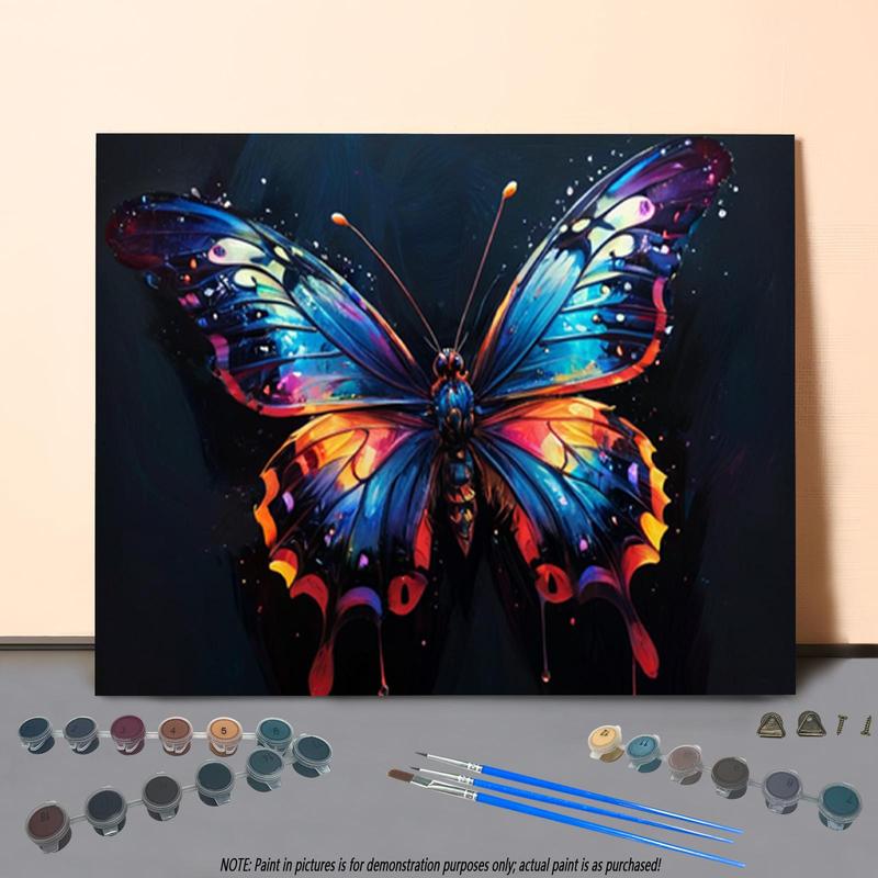 Butterfly Pattern DIY Painting By Numbers Kit, 1 Set DIY Paint By Numbers Kit Without Frame, Wall Art Decor for Home Living Room Bedroom