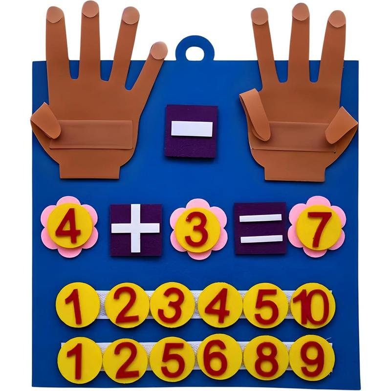 Children's math toys Felt finger math numbers with hanging ring, felt board suitable for children, children's math games, suitable for boys and girls learning toys