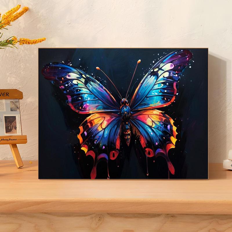 Butterfly Pattern DIY Painting By Numbers Kit, 1 Set DIY Paint By Numbers Kit Without Frame, Wall Art Decor for Home Living Room Bedroom