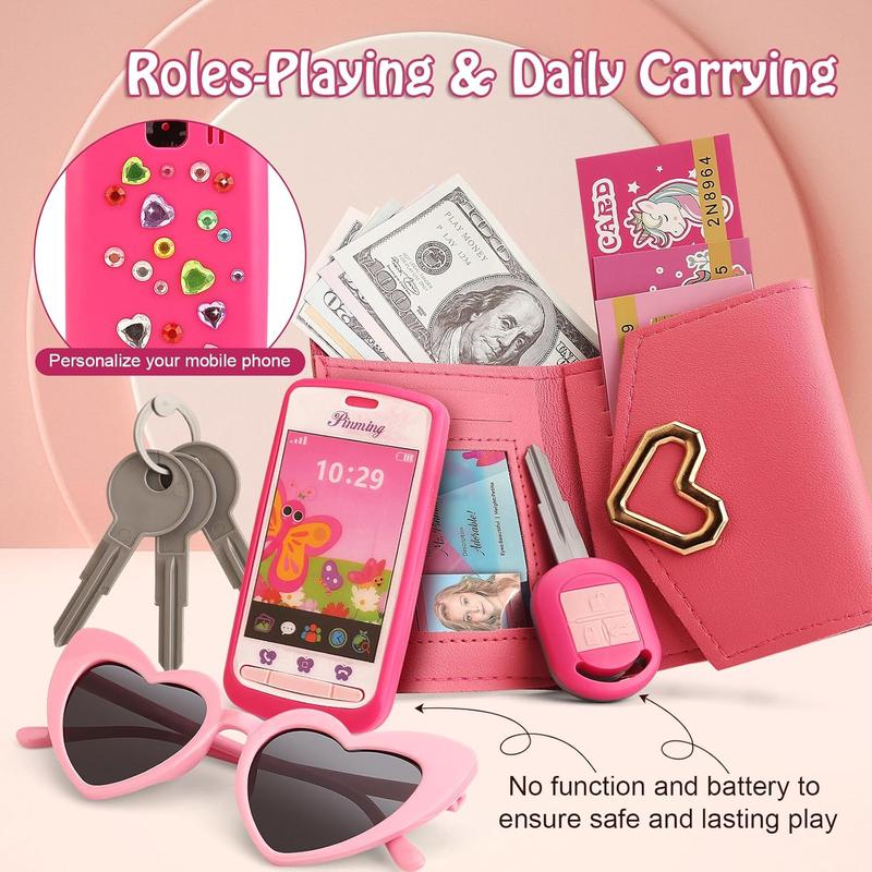 Little Girls Purse with Accessories, Kids Play Purse for Girls Age 4-6, Unicorn Pretend Play Purse for Toddler Age 3-5, Princess Girls Toys for 2 3 4 5 6 7 Year Old Birthday