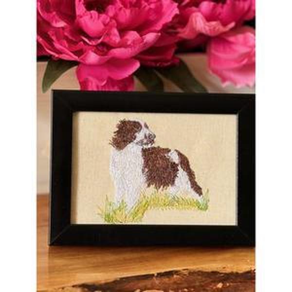 Spaniel Machine Embroidered and Framed!  Other Designs and Breeds Available!