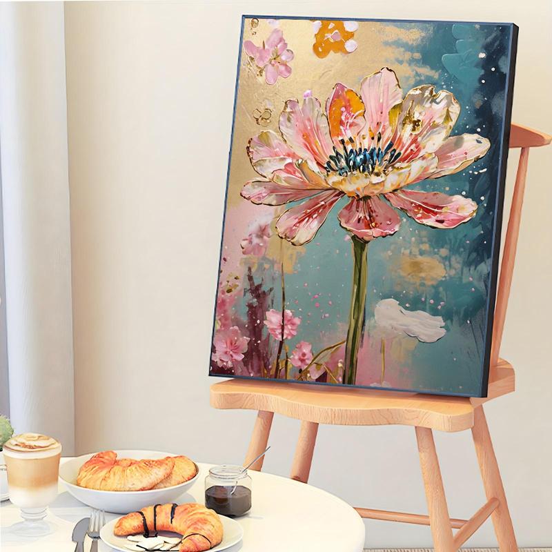 Flower Pattern DIY Painting By Numbers Kit Without Frame, 1 Set DIY Paint By Numbers Kit, Wall Art Decoration for Home Living Room Bedroom