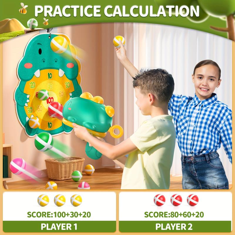 Dinosaur Small Arrow Board Toys With 12 Sticky Balls, Dinosaur Shooting Toys, 1 Dinosaur Toys, 1 target，There are red version and green version.