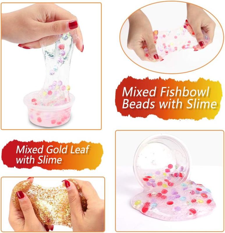 Slime Supplies Kit, 162 Pack Add Ins Slime Kit for Kids Girls Slime Making, Including Foam Balls, Glitter, Fishbowl Beads, Charms, Clear Containers by