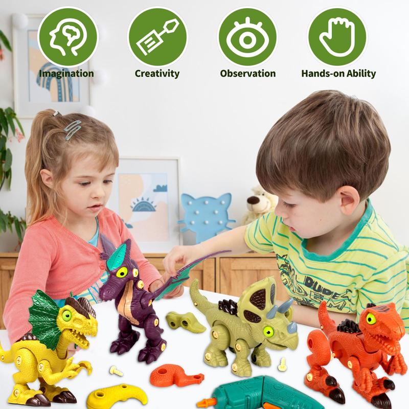 Christmas gifts kids toys,Take Apart Dinosaur Toys for Kids, stem toys,Detachable Building Toys with Electric Drills, Learning Educational Construction Toys, Art Creativity Gifts for Boys and Girls Age 3 4 5 6 7 8 Year Old