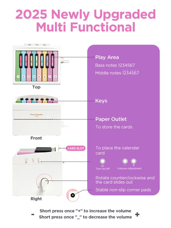 Piano Calendar 2025,Desk Calendar,Rechargeable Mini Piano With 52 Music Scores in 27 Cards,Christmas Gift,Creative Gift,Birthday Gifts,Gift for Family and Friends