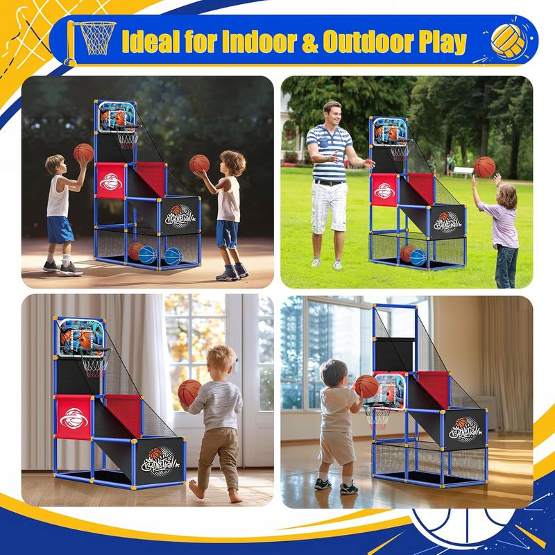 Kids Arcade Basketball Hoop with 4 Balls, Indoor Outdoor Single Shot Basketball Game for Toddler,Carnival Games Sport Toys Gifts for Boys Girls Ages 3-8 Years Old,Ideal for Competition