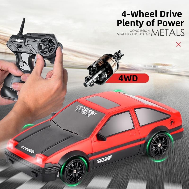 Remote Control Car RC Drift Car 2.4GHz 1:24 Scale 4WD 15KM H High Speed Model Vehicle LED Lights Drifting Tire Racing Sport Toy Car for Adult Boy Girl Kid Gift