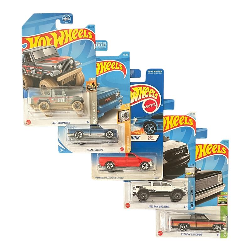 Hot Wheels Truck Basic Diecast Model Cars - MBX, Bus, SUV, Chevy, Silverado, C10, Dodge, Ford, Jeep, Mazda, Toyota, Land Rover - 1:64 Scale