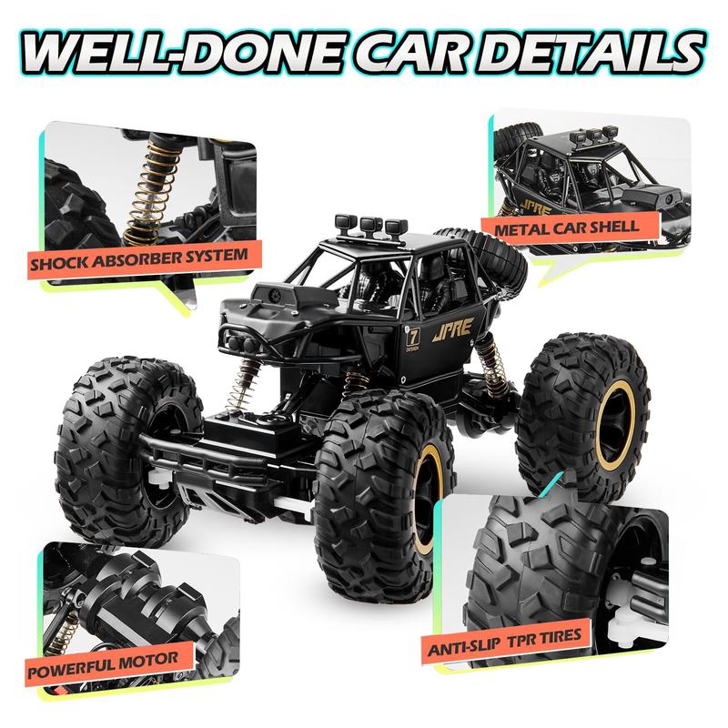 1:16 Scale RC Car with FPV Camera for Kids,2.4GHz Remote Control Truck, Off-Road High Speed Monster Trucks for Kids Adults, Black rc car