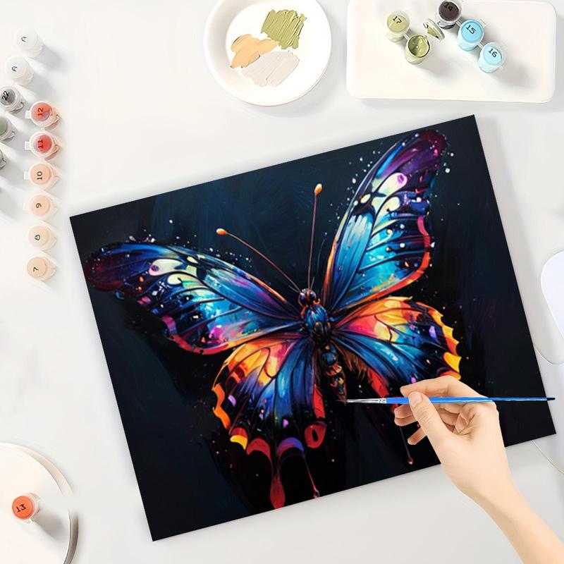 Butterfly Pattern DIY Painting By Numbers Kit, 1 Set DIY Paint By Numbers Kit Without Frame, Wall Art Decor for Home Living Room Bedroom