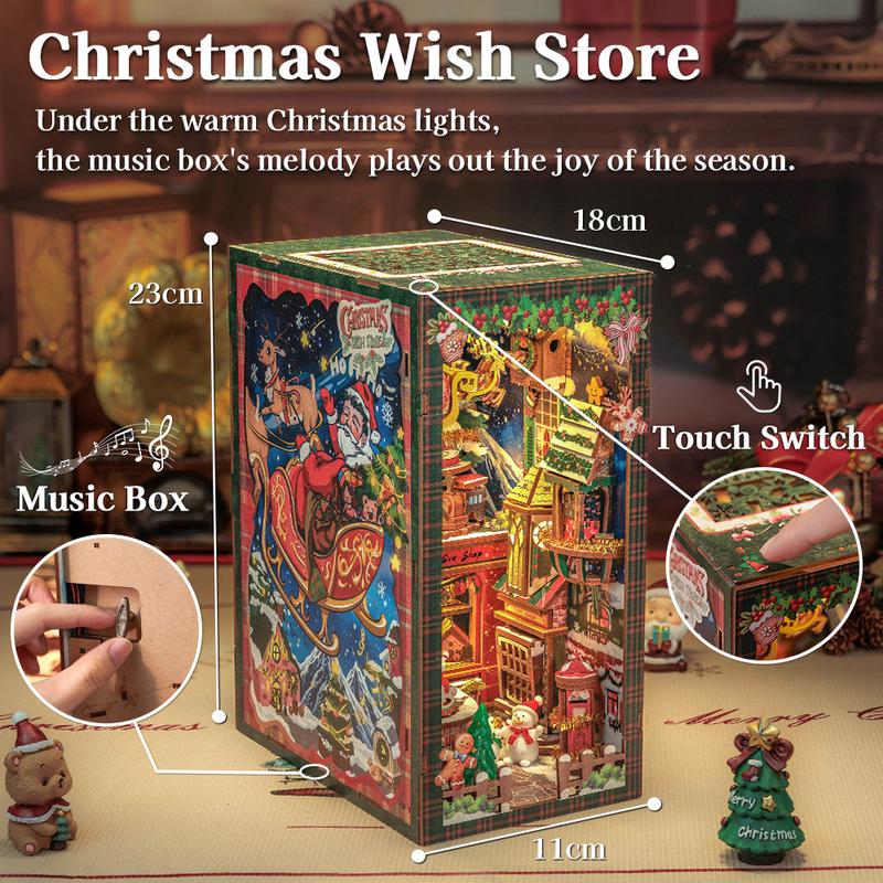 CUTEBEE Book Nook Kit - DIY Miniature House Dollhouse Kit for Adults and Teens, Christmas Model Building Bookshelf Insert Decor, Christmas Birthday Gifts for Family, Friends