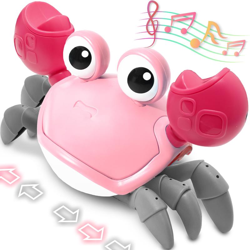 Pbooo Walking Crab Toy, Crawling Crab with Music, Interactive Sensory Walking Dancing Crab Toys, Boys, Girls, Learning Birthday Gift (Pink)