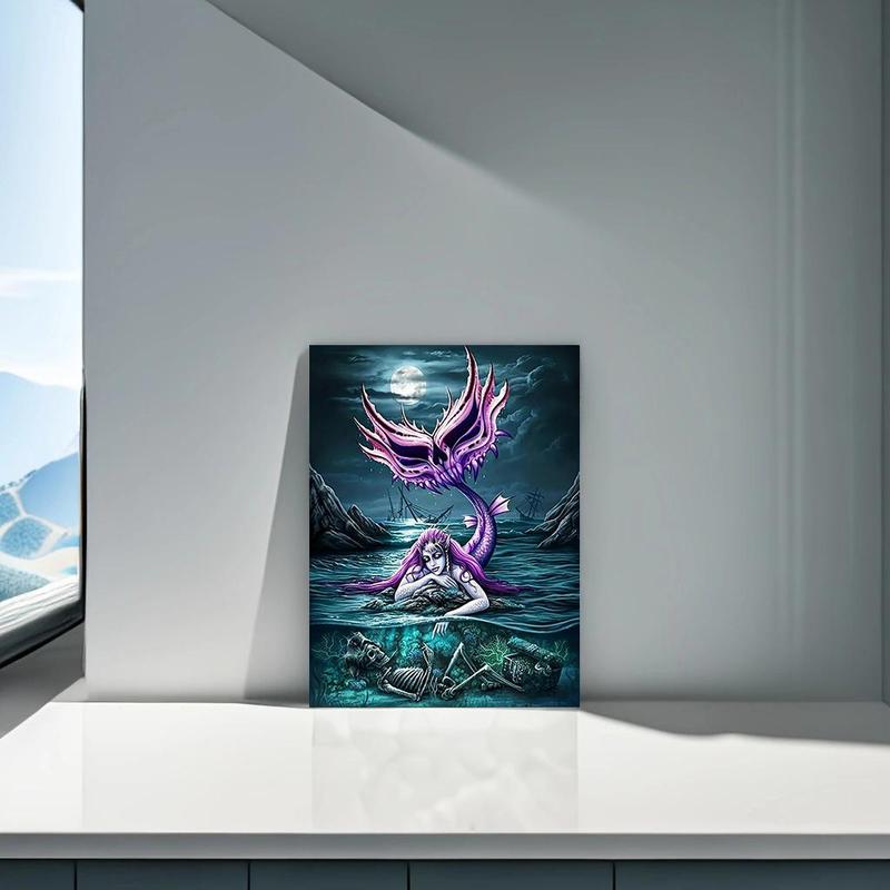 Devil Mermaid Pattern DIY Diamond Arts Colorful Painting Kit without Frame, DIY 5D Diamond Arts Colorful Painting for Home Bedroom Wall Decor