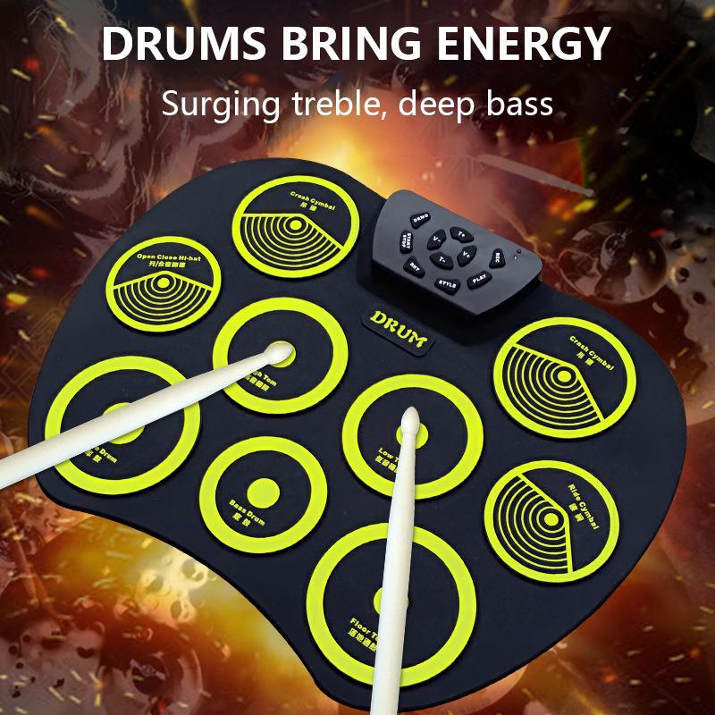 Electronic Drum Pad, Portable Drum Training Pad without Drumsticks, Desktop Drum Practice Tool, Musical Instrument Accessories for Beginners, Entertainment Party Performance