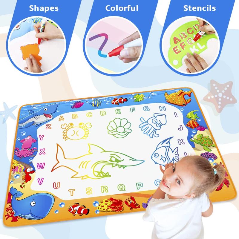 Water Doodle Mat - Kids Painting Writing Color Doodle Drawing Mat Toy Bring Magic Pens Educational Toys for age 4 5 6 7 Year Old Girls Boys Age Toddler Gift