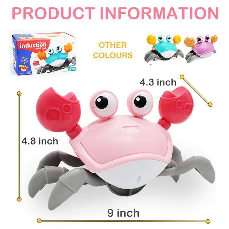 Pbooo Walking Crab Toy, Crawling Crab with Music, Interactive Sensory Walking Dancing Crab Toys, Boys, Girls, Learning Birthday Gift (Pink)