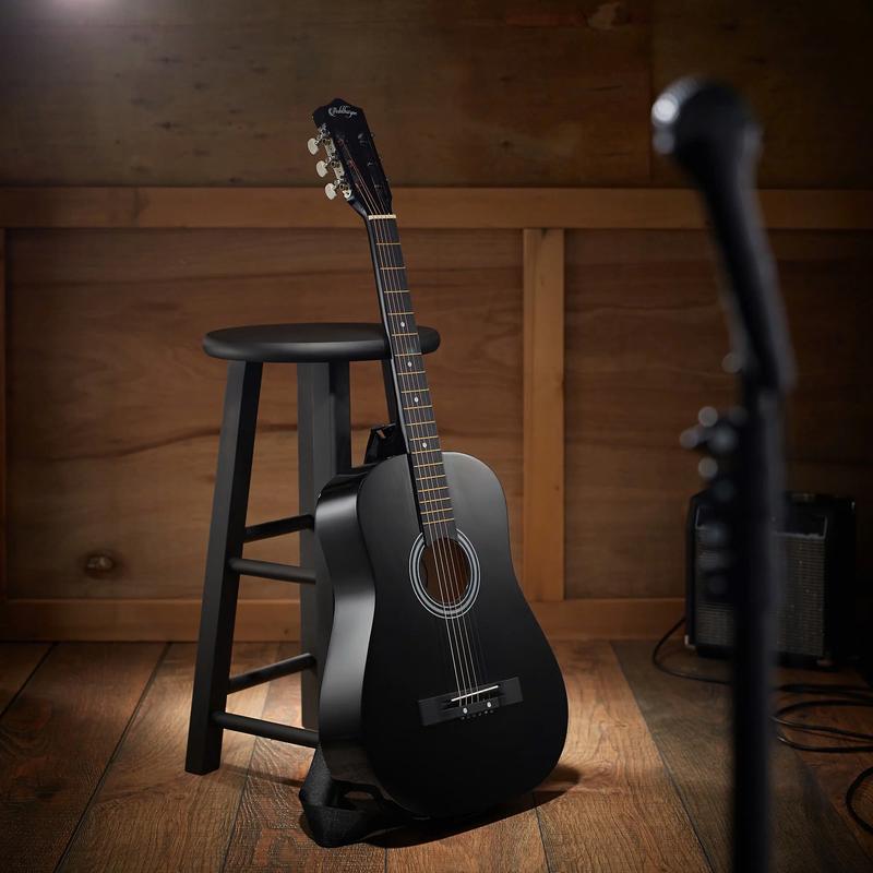 38-Inch Beginner Acoustic Guitar Starter Package, Black