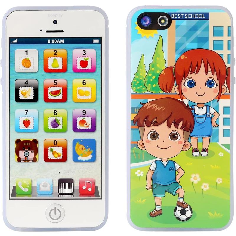 Cooplay Child's Interactive My First Own Cell Phone Toy- Play to Learn, Touch Screen YPhone with 8 Functions and Dazzling LED Lights Toddler