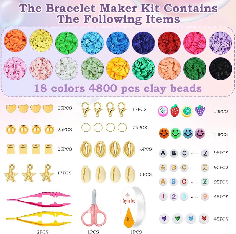 Stocking Stuffers for Kids Girls - 5300 Clay Beads Bracelet Making Kit,Arts and Crafts for Kids Ages 8-12,Christmas Crafts Games Toys for 3-10 Year Old Birthday Gift,Stuff Supplies