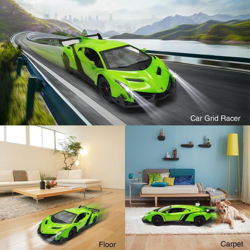 QUN FENG Lamborghini Remote Control Car 1:24 Scale Lambo Toy Car Officially Licensed Rc Cars with Light 2.4Ghz Model Car for Boys 4-7 Girls Birthday Gift, Green remote control