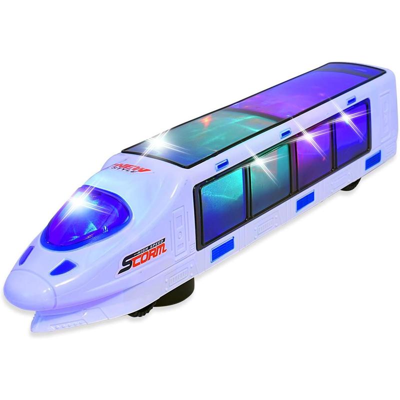 k Beautiful 3D Lightning Electric Bullet Train Toys for Boys 4-7- Electric Toy Train - Toy Bullet Train with Music, goes Around and Changes Directions on Contact