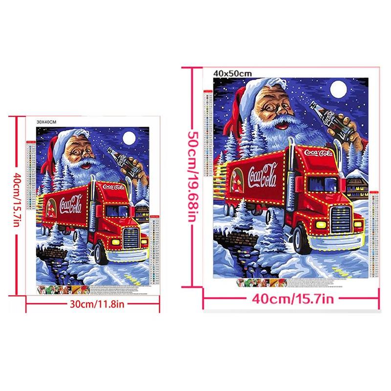 Christmas DIY Artificial Rhinestones Arts Painting Kit Without Frame, Santa Claus And Car Pattern DIY Painting, Handmade Craft Wall Art Decoration, Christmas Gift