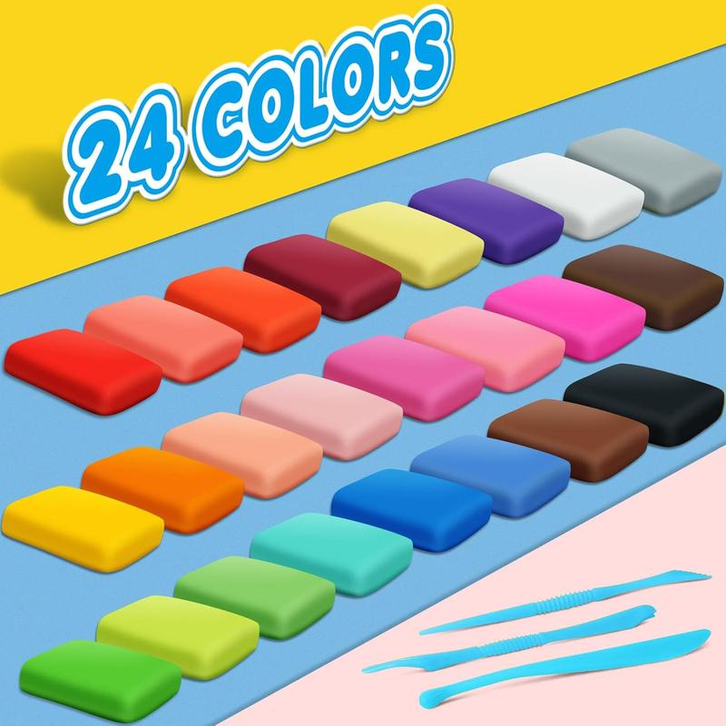 24 Color Air Dry Clay Set for Kids - Creative DIY Projects - Perfect Christmas Gift for Boys & Girls