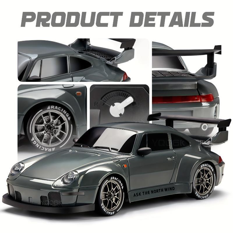 Rc Drift Car 1:24 Scale 4WD Remote Control Car 2.4 GHZ 20km h High Speed Racing Car With Drift Tires, Roadblocks And LED Headlights Dual Batteries Best Christmas, Halloween, Thanksgiving Gift