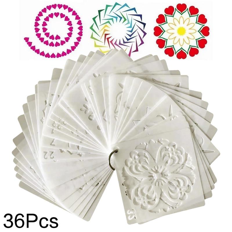 Mandala Pattern Painting Stencil, 36pcs set DIY Decorative Painting Template, Wall Painting Template for Wood Tile Fabric