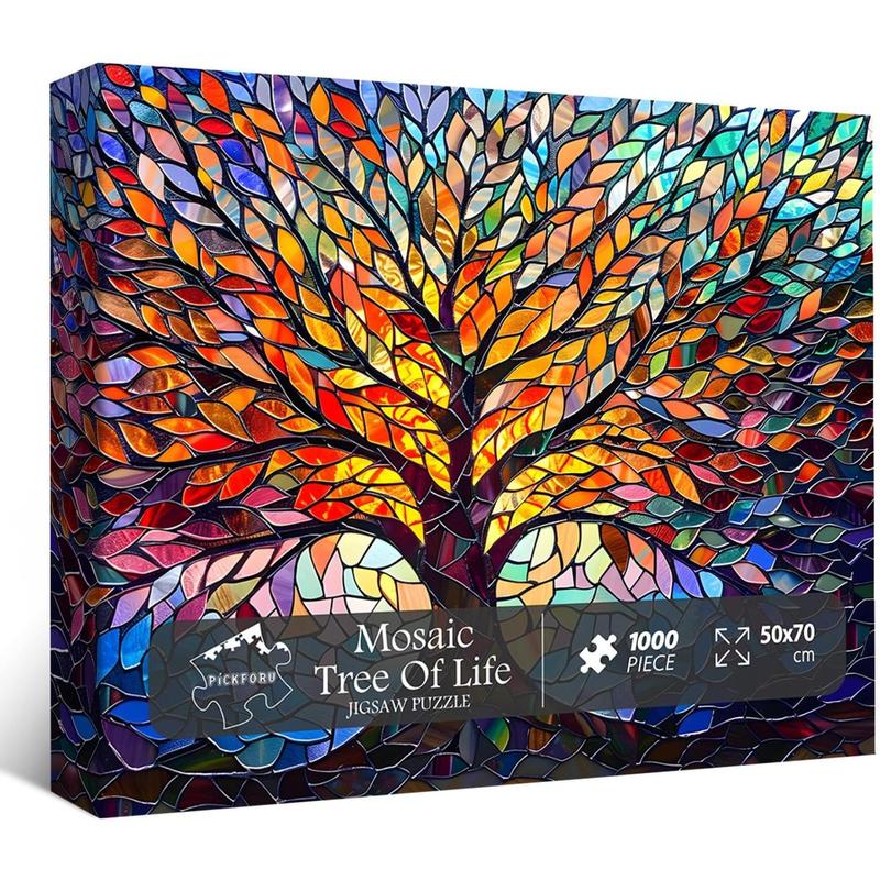 Stained Glass Puzzle Tree of Life Puzzles for Adults 1000 count, Impossible Hard Difficult Challenging Puzzles for Adults, Colorful Mosaic Tree of Life Jigsaw Puzzle 1000 count