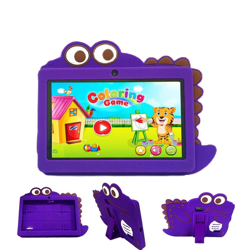 7 Inch Learning Tablet with Cartoon Design Case, 4GRAM+32GROM Android 12 Tablet Educational Tool, HD Screen Montessori Education Study Pad