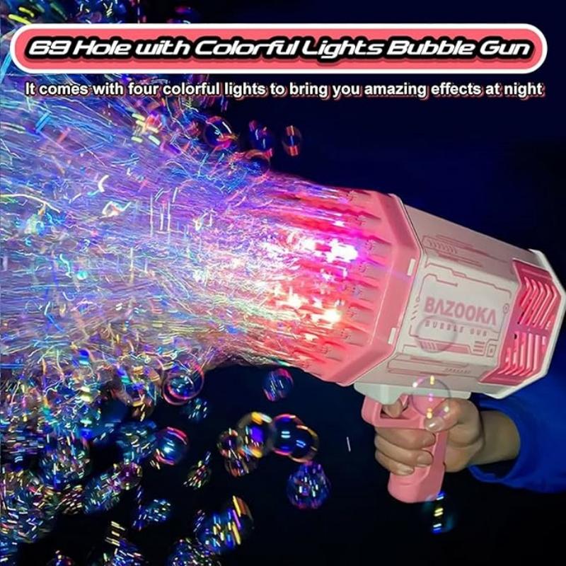 69 holes bubble gun, bubble maker with colored lights, electric automatic bubble maker, kids bubble gun, bubble maker for kids and adults,Christmas present