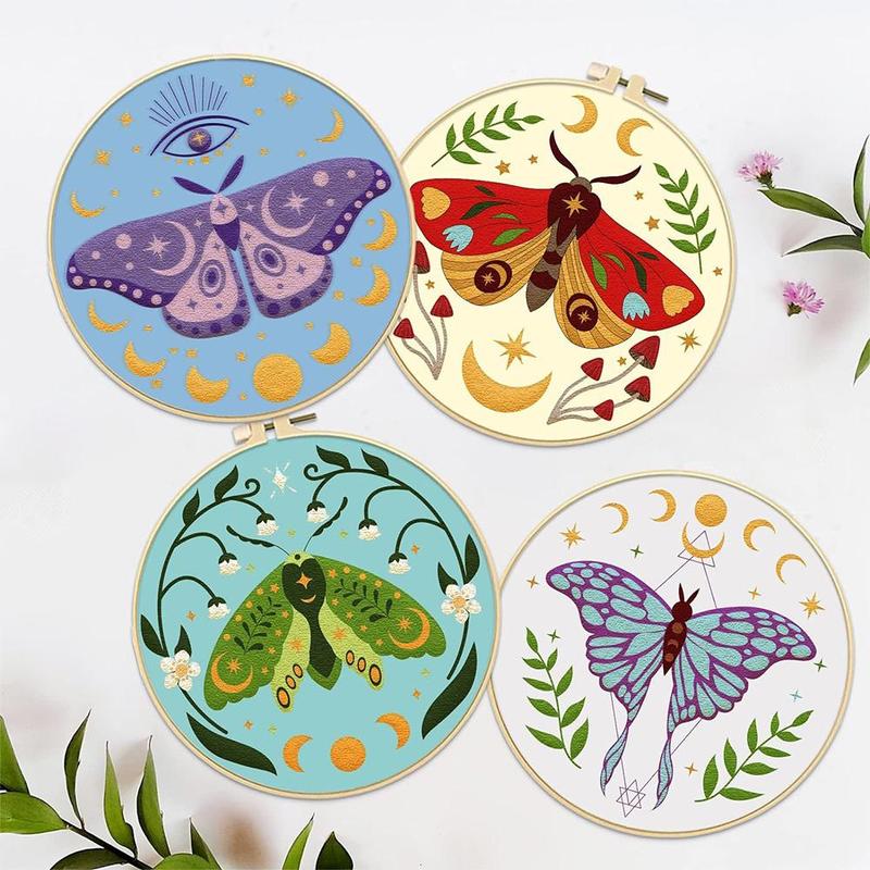 DIY Butterfly Embroidery Kit, Embroidery Kit for Beginner, Including Embroidery Thread & Cloth & Hoop, Threader, Needle, Instruction, Summer for Gift, Men Gifts, Home Ideals 2024