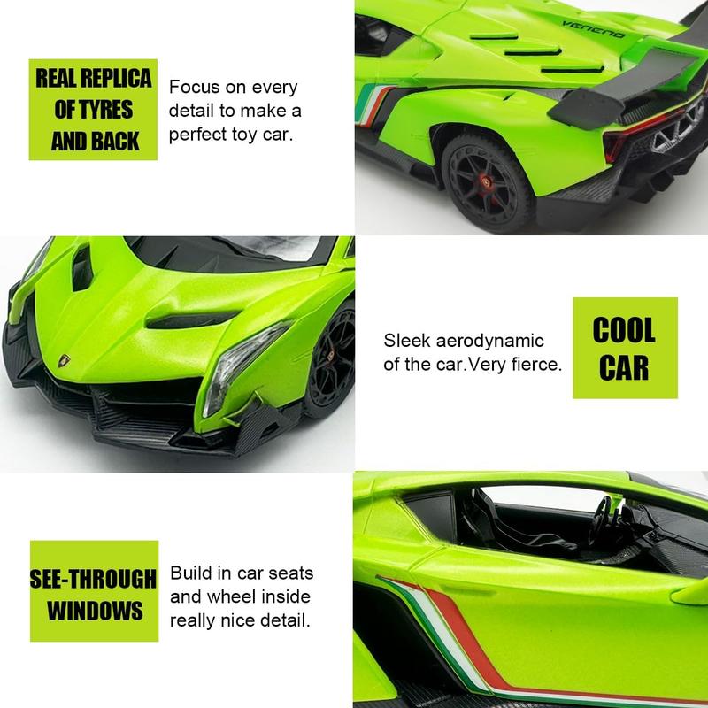 QUN FENG Lamborghini Remote Control Car 1:24 Scale Lambo Toy Car Officially Licensed Rc Cars with Light 2.4Ghz Model Car for Boys 4-7 Girls Birthday Gift, Green remote control