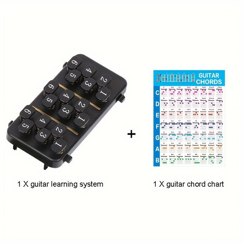 Guitar Chord Trainer, 1 Count Guitar Chord Learning System with Guitar Chord Chart, Practice Assist Tool for Adults Beginners, Music Accessories