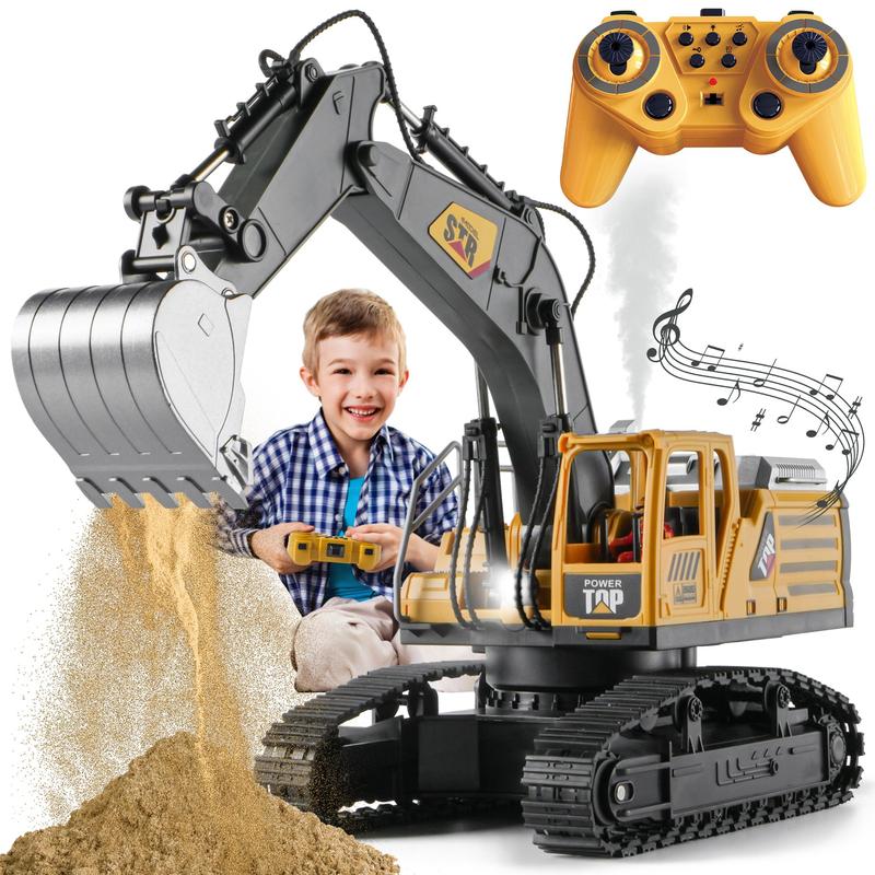 14-channel Remote Control Excavator Toy, 1 Box Construction Truck Toy with Simulation Smoke, Mechanical Sound & Light Effect, Ideal Gift for Boys, Christmas, Christmas Gift