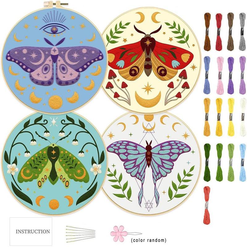 DIY Butterfly Embroidery Kit, Embroidery Kit for Beginner, Including Embroidery Thread & Cloth & Hoop, Threader, Needle, Instruction, Summer for Gift, Men Gifts, Home Ideals 2024