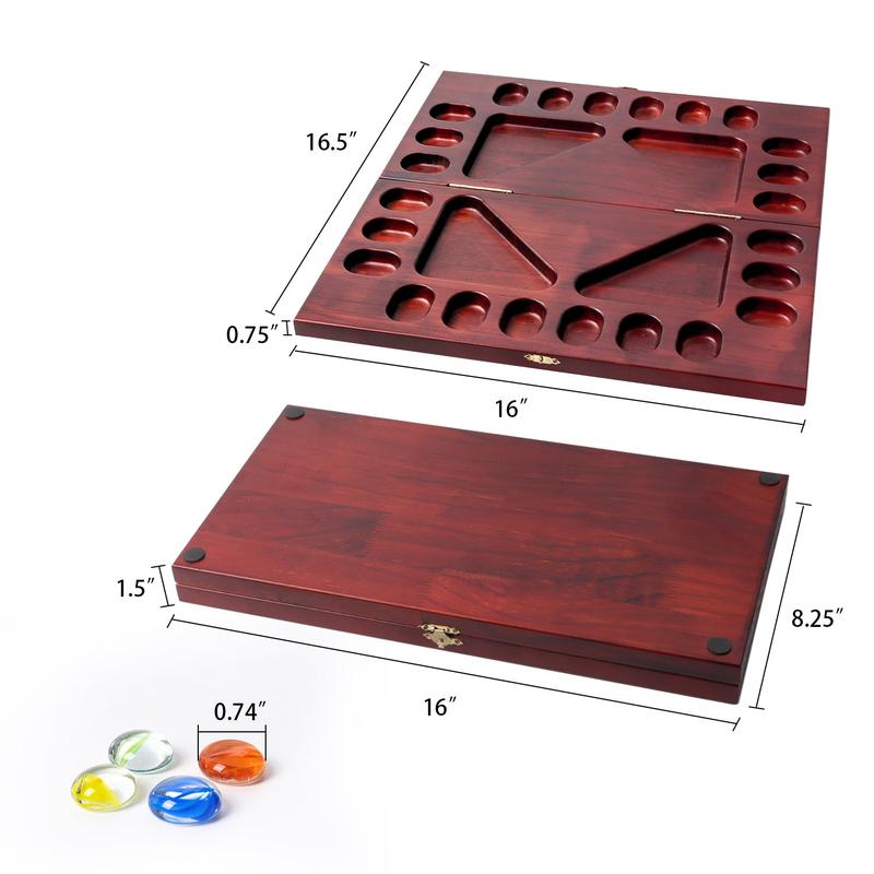 4-Player Mancala Board Game Folding Family Travel Set - Mahogany Oak