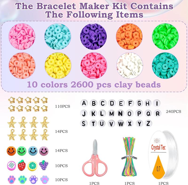 Stocking Stuffers for  - 3000 Clay Beads Bracelet Making Kit - Preppy  Inspired Friendship Bracelets - Christmas Arts and Crafts Gift for Ages 6-12 Girl,Party Favors for