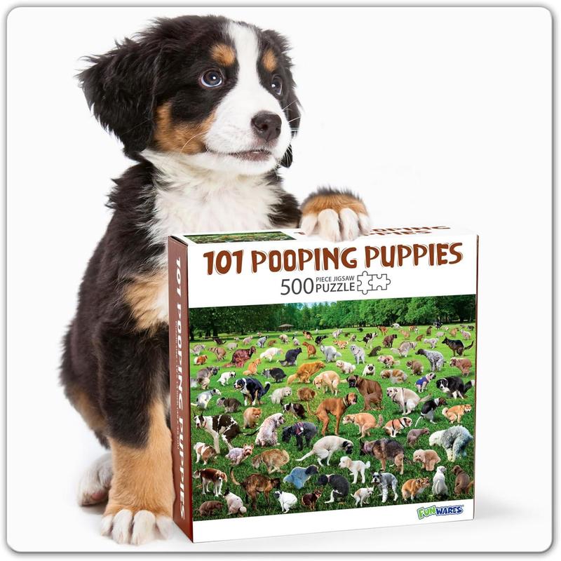 Funwares Original 101 Pooping Puppies Puzzle - Hilarious Jigsaw Puzzle - Perfect White Elephant Gag Gift - Funny Dog Pooping Puzzle for Adults and Kids! 1000 Piece Puzzle!