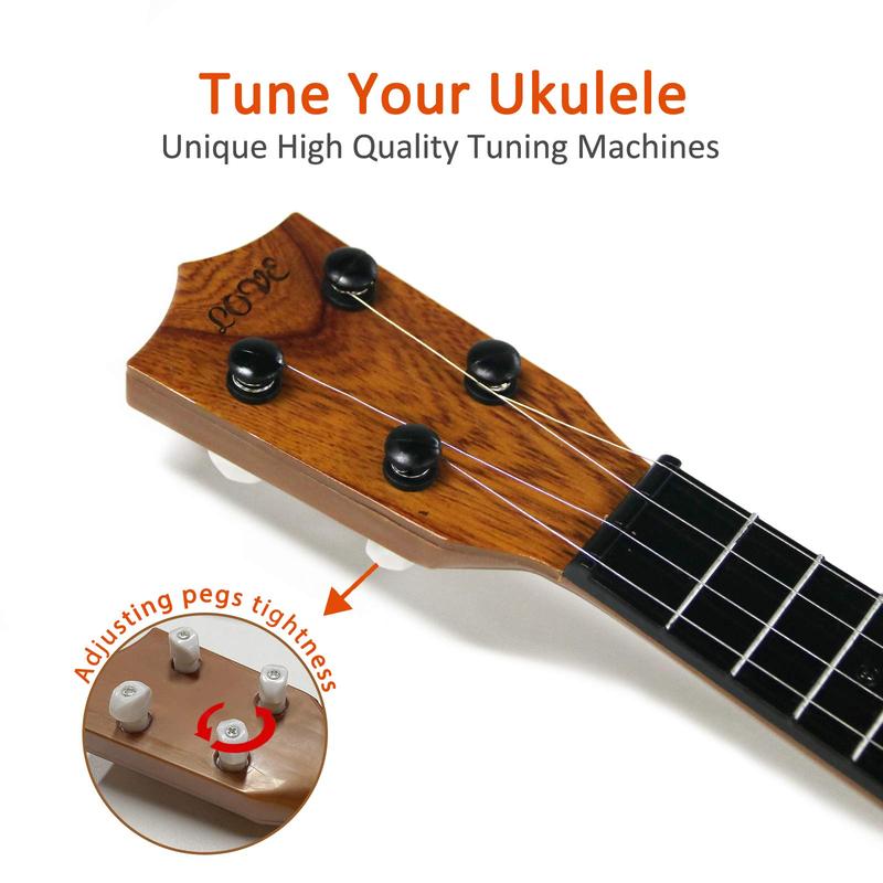 Kids Toy Ukulele, Kids Guitar Musical Toy,17 Inch 4 Steel Strings, with Pick, Kids Play Early Educational Learning Musical Instrument Gift for Preschool Children, Ages 3-6(Wooden Color) (17inch)