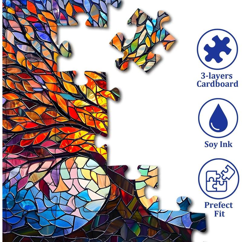 Stained Glass Puzzle Tree of Life Puzzles for Adults 1000 count, Impossible Hard Difficult Challenging Puzzles for Adults, Colorful Mosaic Tree of Life Jigsaw Puzzle 1000 count