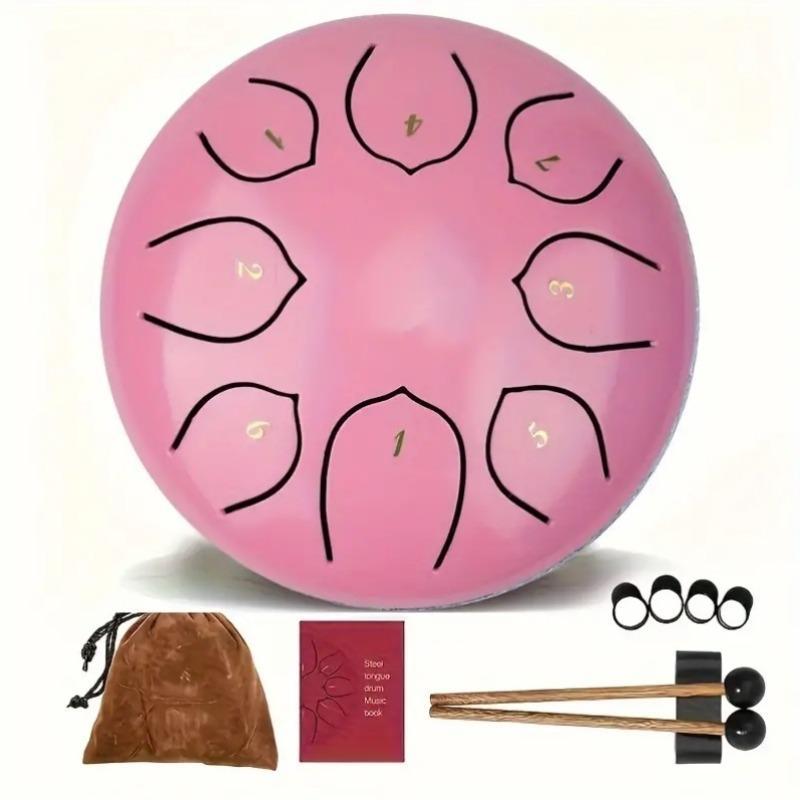 6 Inch 8 Note Steel Tongue Drum Set, 1 Set Steel Tongue Drum with Mallets & Finger Cover & Storage Bag, Musical Instrument for Meditation, Yoga & Camping