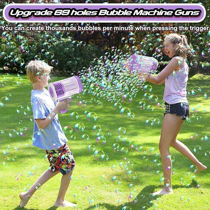 69 holes bubble gun, bubble maker with colored lights, electric automatic bubble maker, kids bubble gun, bubble maker for kids and adults,Christmas present