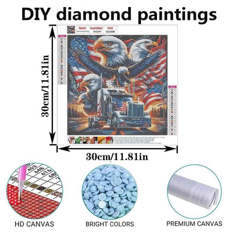 Eagle Pattern DIY Diamond Arts Colorful Painting Kit without Frame, DIY 5D Diamond Art Painting Kit, Wall Art Decor for Home Living Room Bedroom